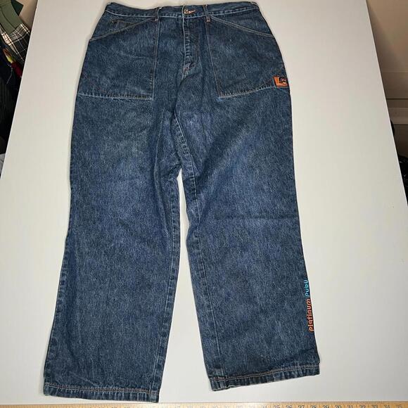 Platinum FUBU Fat Albert Jeans W36 L32 Denim Embroidered Junkyard Hip Hop Y2K - Picture 7 of 15